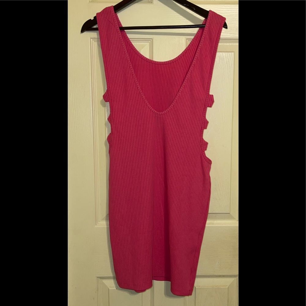 Sexy ASOS Light Pink Ribbed Bodycon Cutout Dress